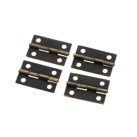 Four bronze gold rotating concealed hinge set for cabinets and drawers, 24x16mm, shown in easy DIY arrangement.