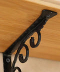 Heavy Duty L Shaped Shelf Brackets 2 Pack Wall Mounted Corner Braces For Indoor Outdoor Use Weatherproof close-up mounted view