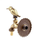 Outdoor Brass Garden Faucet With Bird Shaped Bibcock, 4.5 Inch Spigot, Decorative Antique Finish, Three Quarter Inch Hose Thread