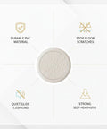 Diagram showing features of Self Adhesive PVC Furniture Pads Floor Protectors for Hardwood and Tile Quiet Glide Cushions for Chairs Tables Sofas Desks