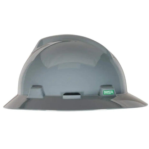 V-Gard Full-Brim Hard Hat With Fas-Trac III Ratchet Suspension Built For Tough Jobs And Serious Impact Protection, Polyethylene Shell, Navy Gray front view