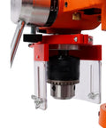 10 Inch Benchtop Drill Press With Laser Guide And Variable Speed, close-up of drilling chuck assembly for precise drilling projects.
