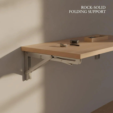 Space Saving Folding Shelf Bracket For Garage And Workshop, L Shaped Stainless Steel Wall Mount Support For Drop Leaf Tables
