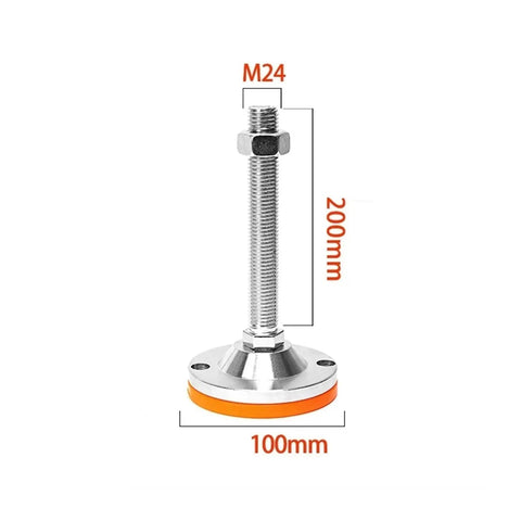 Heavy Duty Carbon Steel Adjustable Leveling Feet Six Pack For Home Office Garage And Industrial Use Gliding Levelers With Beefy Base Support Up To 1000 Pounds To Minimize Vibration On Uneven Floors Easy To Install And Adjust Height And Angle, M24, 200mm, 100mm