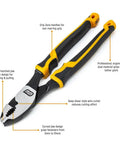 Pitbull Dual Material 4 Piece Plier Set With High Leverage Joint Beastly Grip And Cross Hatched Jaw Teeth For Superior Cutting Gripping And Pulling Power 82203C with ergonomic handles and distinctive jaw design.