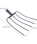 Iron Multi Function Prong Manure And Grass Fork For Farm Use, dimensions 4cm x 42cm x 25cm, suitable for yard cleanup and heavy-duty use.