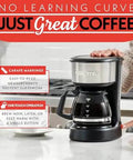 Five Cup Coffee Maker With One Touch Brew Pause And Serve Function Keeps Warm As You Sip Stainless Steel Accents Black Finish