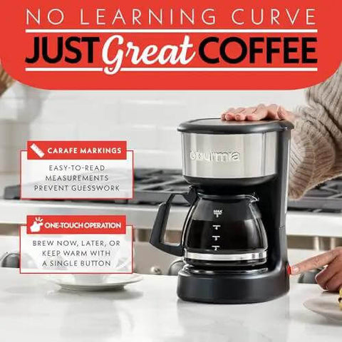 Five Cup Coffee Maker With One Touch Brew Pause And Serve Function Keeps Warm As You Sip Stainless Steel Accents Black Finish