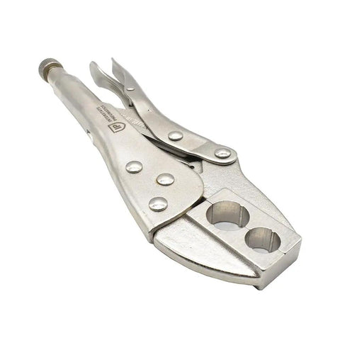 H6 V Grip Crimper for 1/4 and 3/8 inch hose with 2 openings and 2 dies, heavy duty alloy steel, nickel plated, on white background