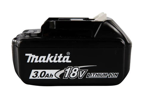 Side view of black 18V LXT Lithium Ion 3.0Ah Battery The Workhorse Power Pack With High Cycle Life Charge Anytime Self Discharge Resistant