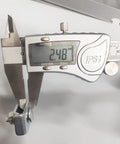 Digital caliper measuring 2.48 mm diameter on coupler from 50 Pack Wire Mesh Cable Tray Coupler Kit for Basket Cable Management