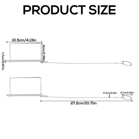 Diagram showing dimensions for 4 Pack Square Trailer Hitch Pins One Quarter By Four Inch Heavy Duty Zinc Plated Carbon Steel Locking Pins