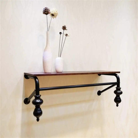 Wall Mounted Coat Hooks With Wooden Clothing Rail And Tight Black Metal Brackets For Entryway Organization Or Closet Storage Heavy Duty Frame Easy Install clean design with vases and flowers decor