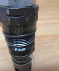 Close-up of single pilot-operated pressure relief valve DB20K2-12/100XYV 100 bar hydraulic safety regulator showing markings