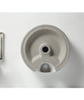 Straight Fire 15.7 Inch Diameter Round Ceramic Bathroom Vessel Sink With Integrated Faucet For Above Counter Installation And Quick Room Glow Up In Crisp White Finish from above, showcasing smooth ceramic design.