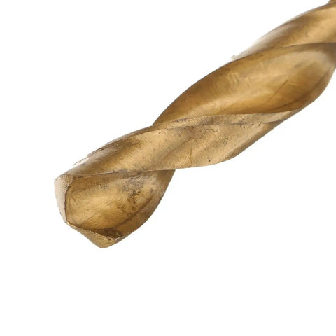 Close-up of a titanium coated drill bit from the Professional 115 Piece Titanium Coated Drill Bit Set for wood and metal jobs.