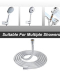 Extra Long 79 Inch Stainless Steel Shower Hose Handheld Extension Universal Replacement G One Half coiled on white background