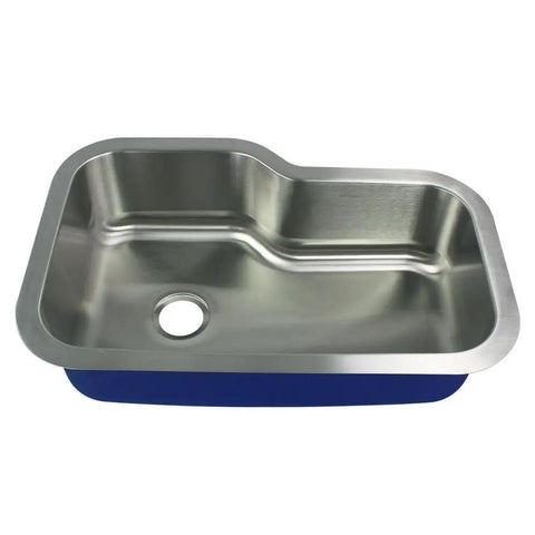 Meridian Undermount Kitchen Sink, 33x22x9 Inch, 16-Gauge 304 Stainless Steel With Brushed Finish, Single Bowl, Quiet Undercoating