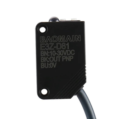 Machine Vision Sensor E3Z-D81 30-100mm Diffuse Reflection Photoelectric Switch With Light/Dark PNP Output, 10-30VDC Infrared Sensor For Industrial Automation And Pro Grade Quality Control, black housing with cable