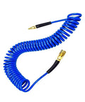 Rock Solid Polyurethane Spiral Air Hose With Quick Connect Fittings High Pressure Ready Prevents Kinks Maximize Flow For Compressors Ideal For Home Garage Or Workshop Jobs Simple And Strong Choice For Pro And DIY Guys., blue 7.5m coiled polyurethane air hose with quick connect fittings