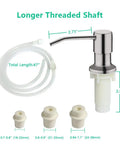 Brushed Nickel Built In Kitchen Soap Dispenser With 47 Inch Extension Tube Kit And Long Thread Shaft, Stainless Steel pump and tubes