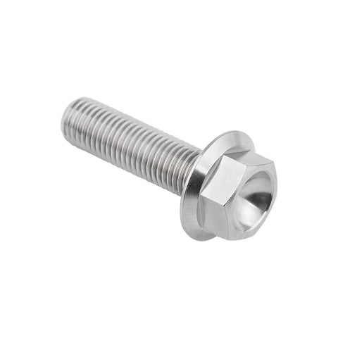 Premium Titanium Flange Hex Bolt M10 X 30mm 1.25 Pitch Grade 5 6AL 4V Lightweight High Strength Fastener Silver Side View