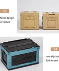 Hella Big Folding Storage Bins With Secure Lid 65L Large Collapsible Truck Bed And Car Trunk Organizer crate showing side view and non-slip bottom.