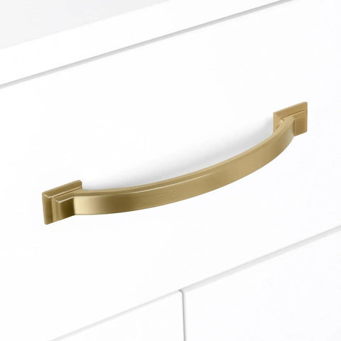 2 Pack 3 Inch Champagne Bronze Cabinet Pulls For Kitchen Cabinets - Zinc Alloy Drawer Handles installed on white cabinetry