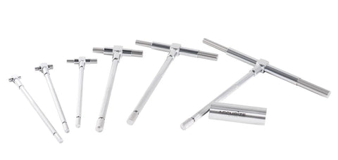 Accusize 6-piece telescoping gauge set, 5/16 to 6 in, chrome-plated steel with knurled handles.