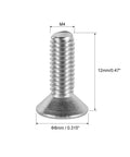 M4x12mm Flat Head Machine Screws With Phillips Drive 304 Stainless Steel Fasteners, showing screw dimensions.