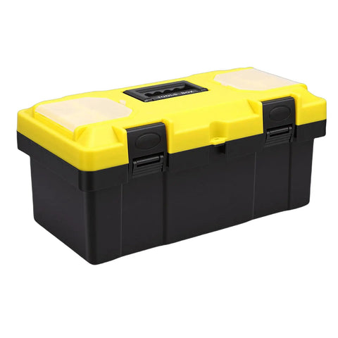 Durable Plastic Tool Box With Secure Locking Latch And Sturdy Handle, Removable Tray, Lockable Lid For Truck Bed Or Home Garage