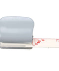 Compact 3 Hole Puncher For Loose Leaf Paper With Built In Positioning Ruler And 5 Sheet Capacity Fits A4 A5 B5 Paper Durable Metal Hole Punch For Scrapbooks Office Or School Use, shown with extended ruler.