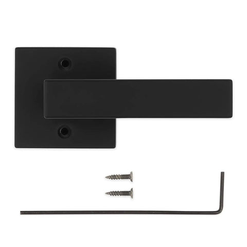 Matte Black Dummy Door Handle Lever For Single Sided Interior Doors Easy Install Push Pull Non Turning Reversible For Right Or Left Handed Closets French Double Doors Pantry Microban Protected Finish matte black lever plate with screws and hex key