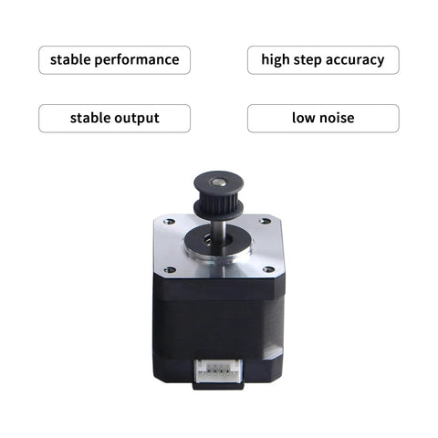 NEMA 17 Z-axis stepper motor for 3D printers, 42×40mm body, 1.8° step, 2‑phase, with 2GT pulley and 4‑pin connector