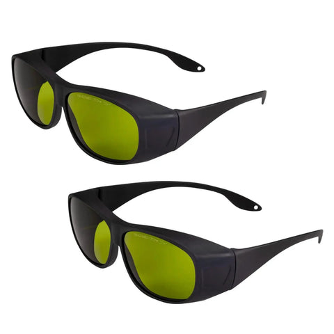 Pro Grade 1064Nm Laser Eye Protection Goggles OD6 Plus Safety Glasses For Laser Engravers And Cutters Two Pack Durable Black Frame Green Tint