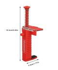 Two Piece Brick Line Puller Set With Leveling Wire Drawer Tool shown from side, red color, spring-loaded mechanism, for masonry work.