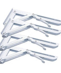 Heavy Duty Folding Triangle Brackets 4 Pack Wall Mounted Shelf Supports Sturdy Stainless Steel Space Saver Metal Braces With Hardware