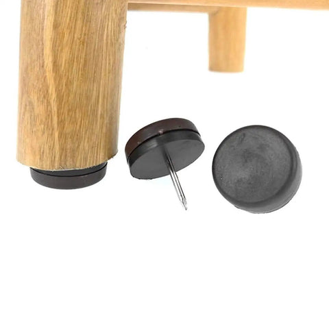 40 Pack Brown Nylon Furniture Glide Pads With Steel Pins for round chair legs floor protectors on wooden chair leg