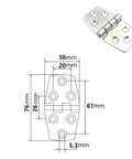 Diagram and image of Rotating Concealed Door Hinge In Stainless Steel For Marine Doors And Electric Box Control Cabinets One Piece Installation