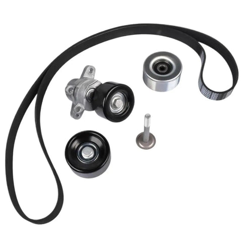 Premium Drive Belt Tensioner And Pulley Kit For Nissan Maxima And Murano With 3.5L Engine Replaces 11720-JA10B components laid out.