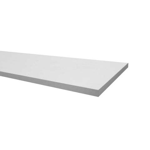 White Melamine Shelf Board Dope Durable Cabinet Replacement Shelf 36 Inch Long 12 Inch Wide For Cabinets Retail Thrift Business Home Or Office Storage Sleek And Sturdy, angled view