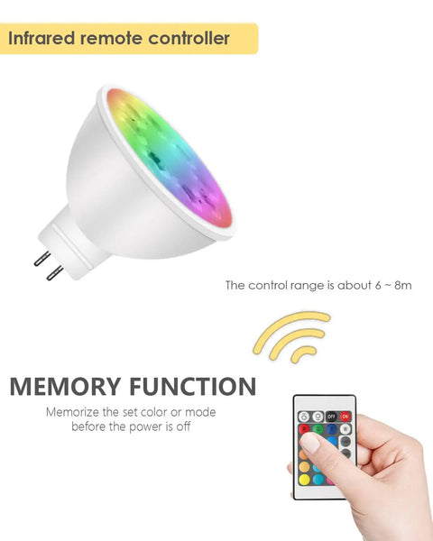 MR16 LED Color Changing Bulbs 4W 12V Gu5.3 Bi Pin Landscape Lighting Kit infrared remote and memory function