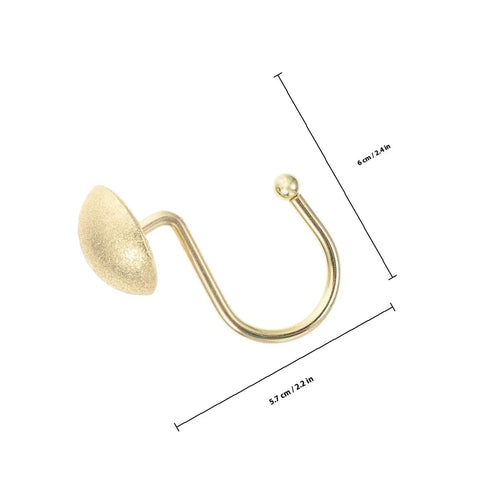 Half Round Shower Curtain Hooks 12 Pack Zinc Frosted Silver Hanging Rings Glide Smoothly For No Snag Easy Install, golden single hook