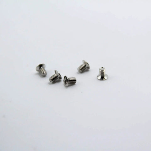 Rock Solid M3x5mm Flat Head Phillips Screws 100 Pack For 2.5 Inch SSD And Hard Drives Nickel Plated Alloy Steel fasteners displayed.