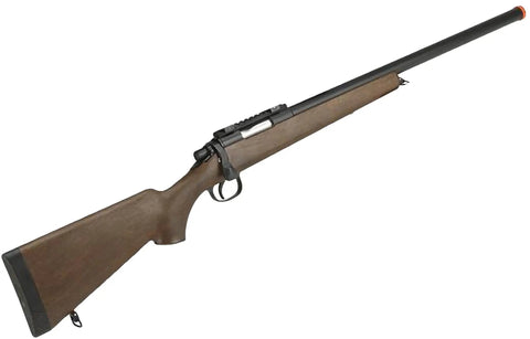 M700 Cycling Action Airsoft Rifle With Scope Rail, Dope Imitation Wood Stock, Gun Only Package, Blaze Orange Tip For Safety