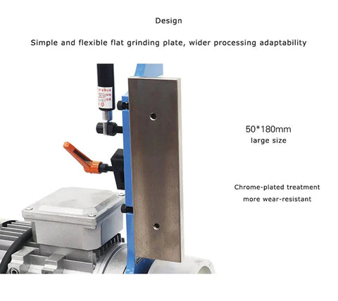 Heavy Duty Vertical Belt Sander 1500 Watt Belt Grinder And Polisher For Quick Change Sandpaper And Precision Finishing Rock Solid 220 Volt Shop Workhorse with large chrome-plated grinding plate.