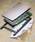 Electronics assembly with circuit board and accompanying components for protection and function layout.