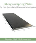 Fiberglass Spring Plates 2 Pack For Patio Chairs, Swivel Chairs, And Swivel Rockers Replacement Stabilizers, black, 2.5x5 inches