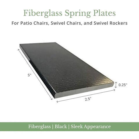 Fiberglass Spring Plates 2 Pack For Patio Chairs, Swivel Chairs, And Swivel Rockers Replacement Stabilizers, black, 2.5x5 inches