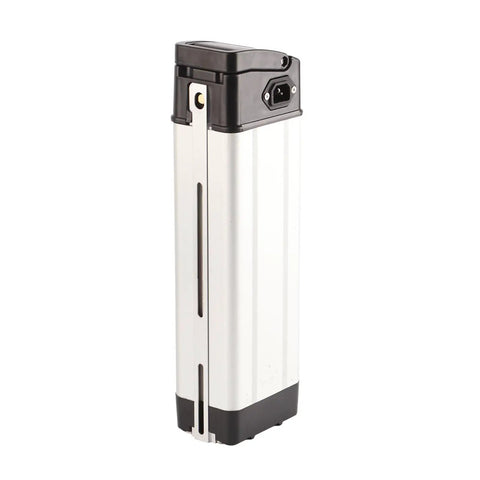 Built Tough Aluminum And Plastic Electric Bike Battery Case For 36V And 48V Lithium Batteries side view showing rugged design.
